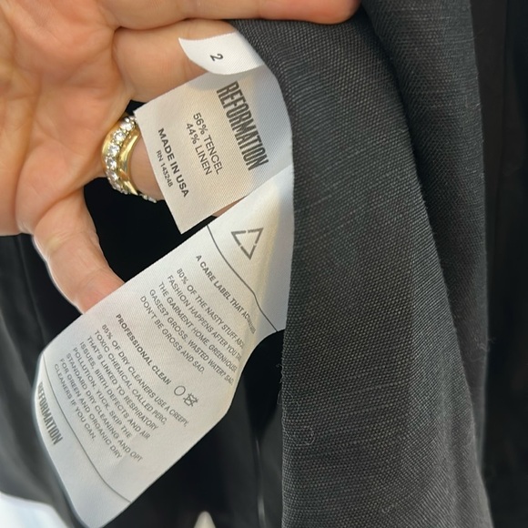 Reformation Linen Off Shoulder Black Midi Dress Sz2 - Picture 8 of 9